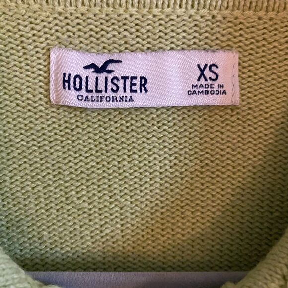 Hollister Lime Green Cropped Button Up Knit Sweater: Size XS - Picture 5 of 6